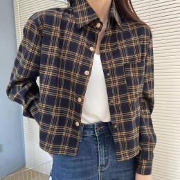 IT-25038 데일리 루즈핏 크롭 체크 셔츠
