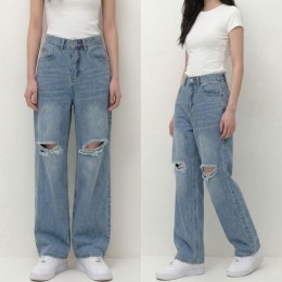 와이드 찢청 데님팬츠