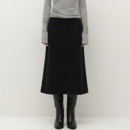 밑단 포인트 플리스기모 코듀로이 A라인 롱스커트