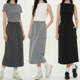 데일리핏 카고 밴딩 롱 스커트