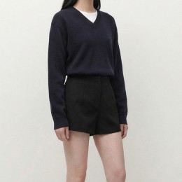 A라인 겉기모 핀턱 사이드지퍼 반바지