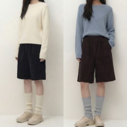 융털기모 코듀로이 A라인 버뮤다팬츠
