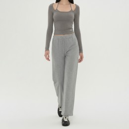 하이웨스트 세미 와이드 밴딩 일자 팬츠