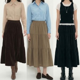 캉캉 코듀로이 롱 밴딩 스커트