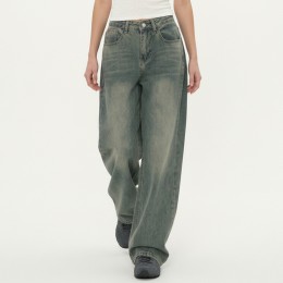 사이드절개 벌룬핏 와이드 롱 데님팬츠