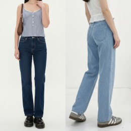 사선절개 하이웨스트 데님팬츠