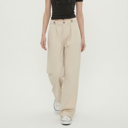 비조버튼 투핀턱 코튼 팬츠