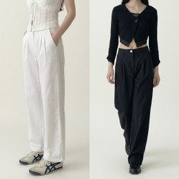 2단기장 숏/롱 투핀턱 와이드 팬츠