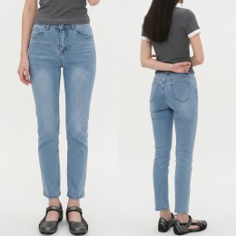 허리밴딩 스판 슬림 일자 데님팬츠