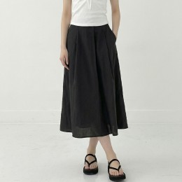 핀턱 볼륨 플레어 나일론 롱  스커트 ~XL까지