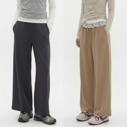 여성 밴딩 스트링 와이드 팬츠