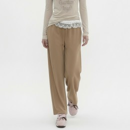 여성 밴딩 스트링 와이드 팬츠