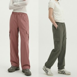 여성 카고 스트링 와이드 밴딩 팬츠