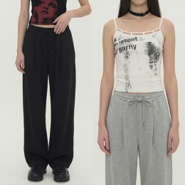 여성 루즈핏 핀턱 트레이닝 와이드 밴딩팬츠