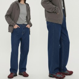 여성 핀턱 와이드 뒷밴딩 세미 와이드 데님팬츠