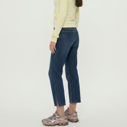 여성 히든밴딩 밑단 슬릿 포인트 세미부츠컷 데님팬츠