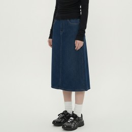여성 클래식 A라인 롱 데님 스커트