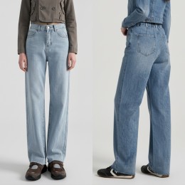 여성 뒷밴딩 와이드 데님 팬츠 3color