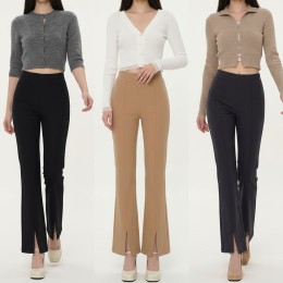 여성 슬릿 포인트 하이웨스트 스판 부츠컷 밴딩 슬랙스 -XL까지
