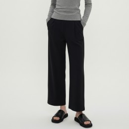 여성 2단기장 골지 스판 밴딩 와이드 팬츠 -2XL까지