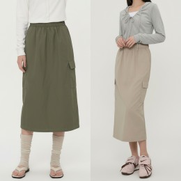 여성 바스락 카고 밴딩 뒷트임 스커트 3color