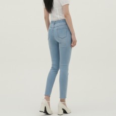 여성 라이트컷 슬림핏 뒷밴딩 스판 데님 일자 팬츠