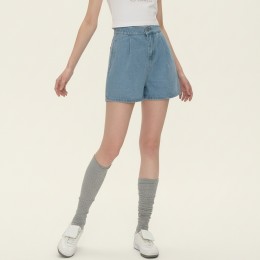 여성 핀턱 뒷밴딩 데님 숏팬츠