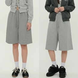 여성 2단기장 하체커버 와이드 숏롱 밴딩 버뮤다 팬츠