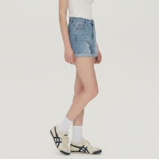 여성 하이웨스트 롤업 데님 숏팬츠
