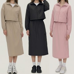 여성 바스락 스트링 크롭집업 카고스커트 투피스세트