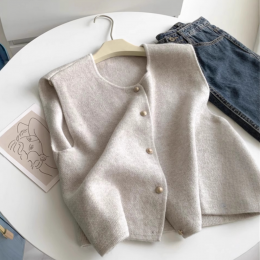 소프트 울 터치 버튼 니트조끼 베스트