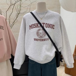 루즈핏 프린팅 캐주얼 데일리 여성 맨투맨 티셔츠