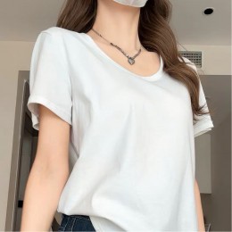 루즈핏 U넥 무지 기본 반팔 티셔츠