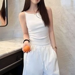 슬림핏 보트넥 골지 끈나시 이너탑