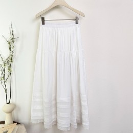 플레어 밴딩 치마 데일리 화이트 롱스커트