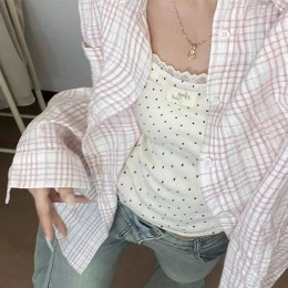 파스텔 체크 루즈핏 셔츠 아우터