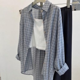 루즈핏 자외선차단 간절기 데일리 체크셔츠