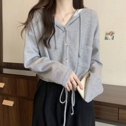 캐주얼핏 스트링 후드 가디건 JSC-d0076