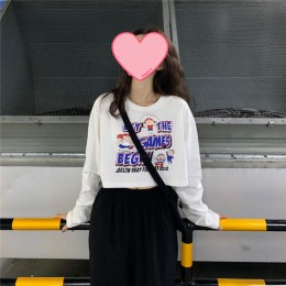 크롭 캐릭터 긴팔 티셔츠 JSC-d0127