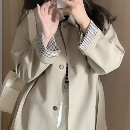 체크 소매 포인트 클래식 베이직 코트 JSC-d0201