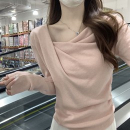 페미닌 드레이프 실루엣 긴팔 니트티 JSC-d0204