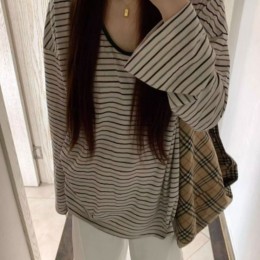 루즈핏 스트라이프 긴팔티셔츠 JSC-d0209