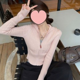 케이블 패턴 후드 니트 집업 가디건 JSC-d0213