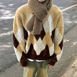 아가일 패턴 클래식 니트 스웨터 JSC-d0219