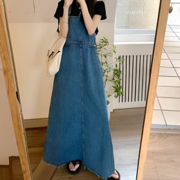 미프 데님 멜빵 롱 원피스 JSC-2024041202