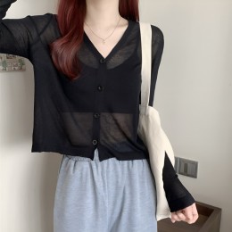 찰랑찰랑 시스루 브이넥 휴양지 가디건 JSC-M24070202