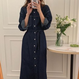 내추럴핏 블루 데님 롱원피스 UJS-017