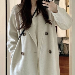 아방핏 모직 더블버튼 롱코트 UJS-029