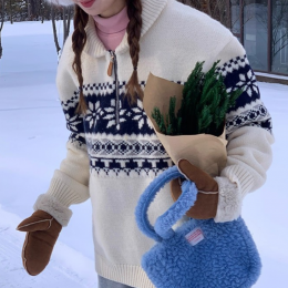 도톰한 노르딕 자가드 니트 UJS-044