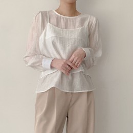 퍼프 블라우스 나시 세트 UJS-048